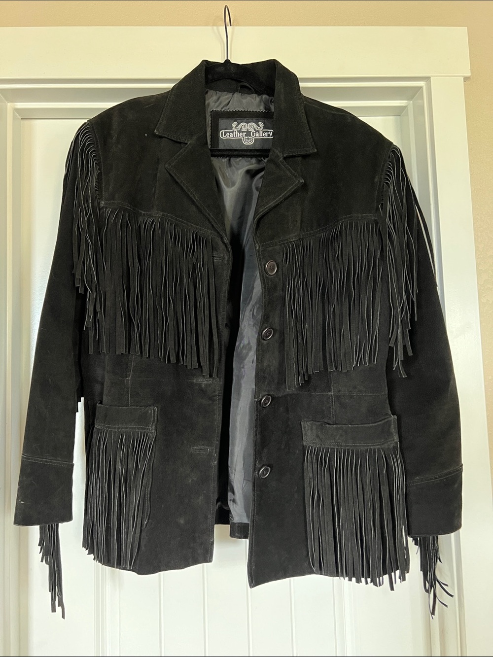 Leather Gallery Black Suede Fringe Leather Jacket